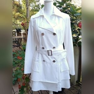 🔥CLOSING SALE Calvin Klein White Double- Breasted Belted Women's Jacket SZ L